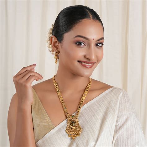 Gold Plated long necklace | Artificial long necklace for Women ...