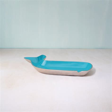 teal dolphin metal-enamel fusion platter - Ellementry – ellementry