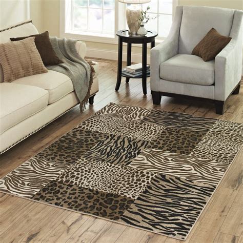 animal print rug living room
