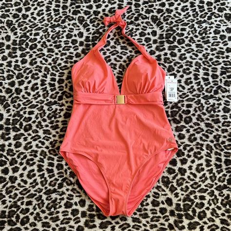 Pink halter neck swimming costume 🩷 - Size UK... - Depop