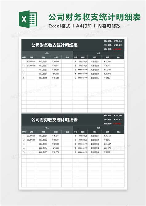 公司财务收支统计明细表EXCEL模板下载_财务_图客巴巴