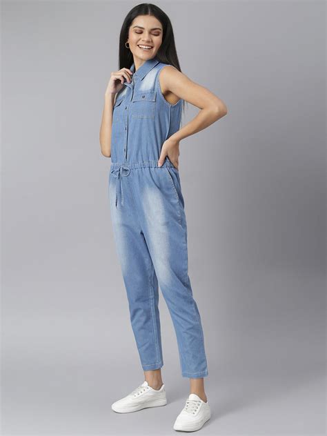 Women's Ice Blue Denim Jumpsuit – Stylestone