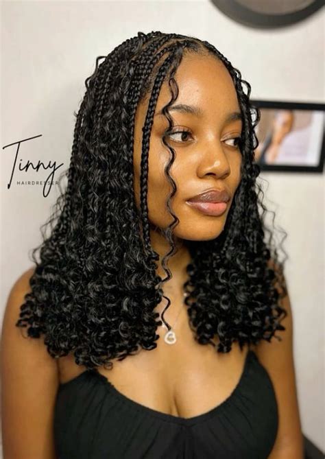 Shoulder length boho knotless braids – Artofit