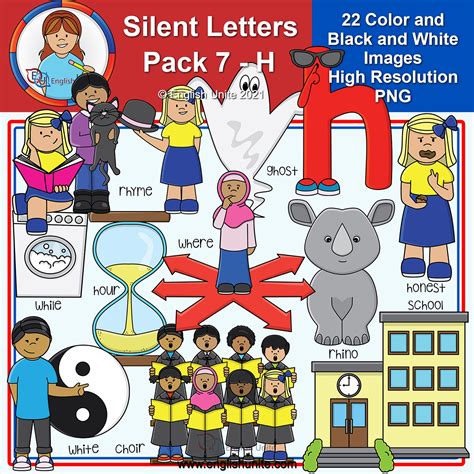 Clip Art - Silent Letters Pack 7 (H) | Made By Teachers