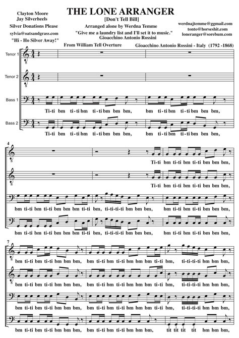 The Lone Ranger Theme Tune A Cappella TTBB (arr. Andrew Emmet) by ...