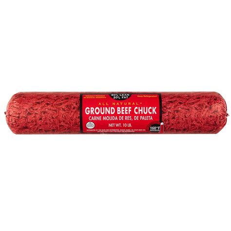80% Lean/20% Fat, Fresh Ground Beef Roll, 10 lb - BrickSeek