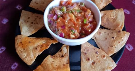 Leftover roti nachos with viral tomato chutney (tomato salsa) Recipe by ...
