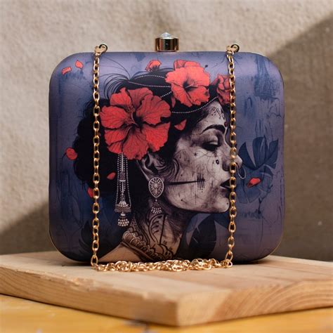 Floral Woman Portrait Clutch - Artklim