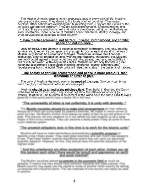 SOLUTION: Essay: Importance of Muslim Unity (with quotations & easy ...