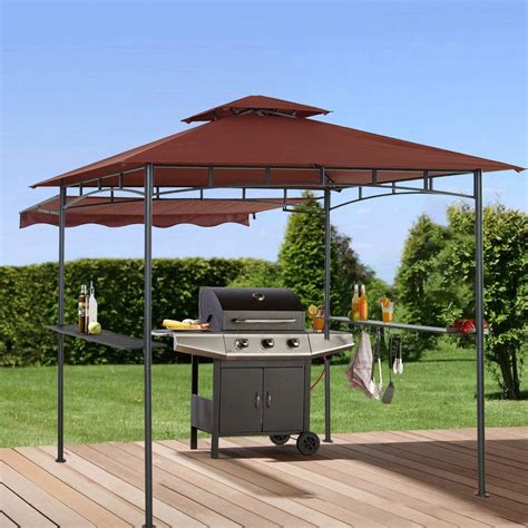 CHARMELEON Double Tiered Grill Gazebo 11X 5, Outdoor BBQ Patio Canopy ...