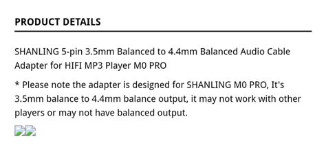 Shanling M0 Pro 3.5mm to 4.4mm Balanced adapter