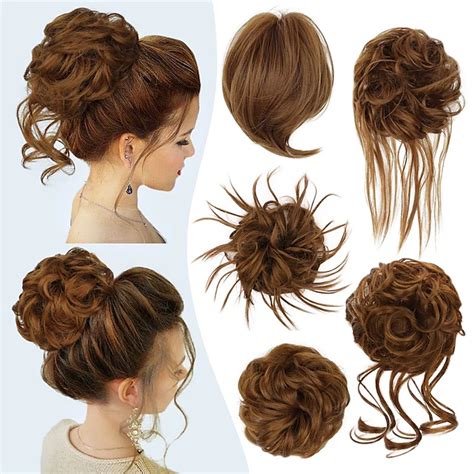 5 Pieces Messy Hair Bun Hairpiece Tousled Updo for Women Hair Extension ...