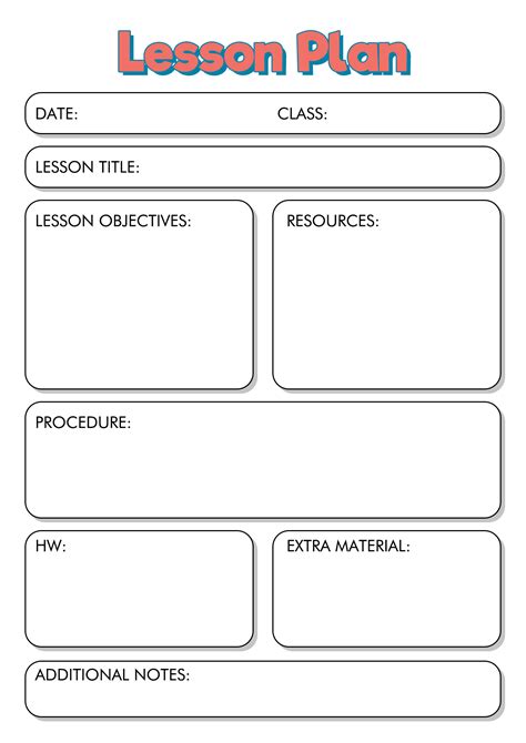 Image result for ESL Lesson Plan Template