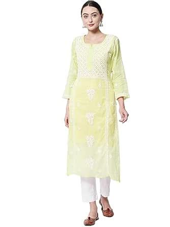 Buy Paramount chikan Women's Hand Embroidered Floral Chikankari Kota ...