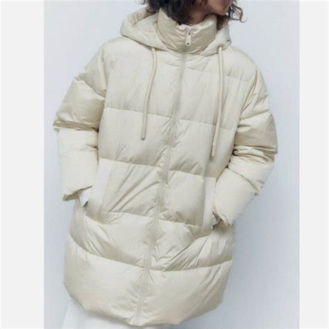 Zara Cream Puffer Oversized Coat in 2024