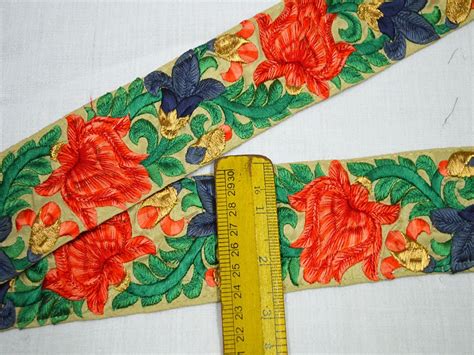 9 Yard Embroidered 65MM Floral Border Indian Trims Crafting Embroidery ...