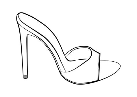 High Heel Shoe Technical Drawing on Adobe Illustrator, Shoe Drawing on ...