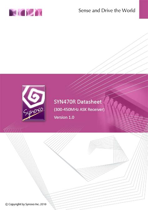 SYN470R UHF Receiver Datasheet: Features, Applications & Design Guide ...