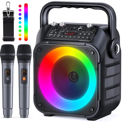 Amazon.com: Máquina de karaoke, altavoz Bluetooth portátil con 2 ...