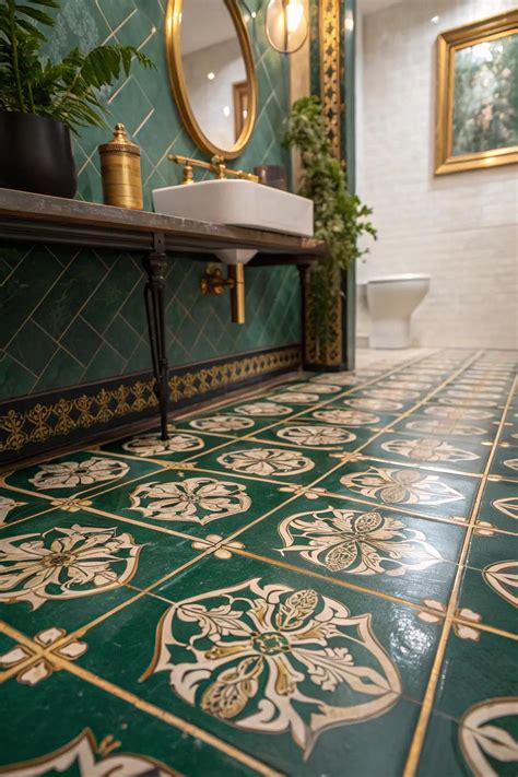 19+ Unique Powder Room Floor Tile Ideas - Vervilla