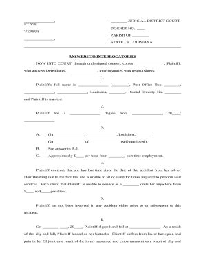 Answer to Interrogatories in personal injury action Doc Template ...