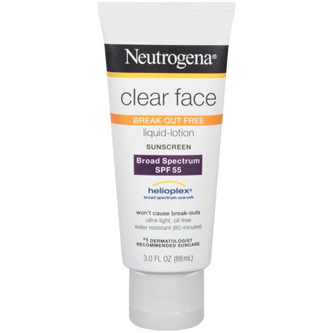 Neutrogena Clear Face Liquid-Lotion Sunscreen Broad Spectrum SPF 55 3.0 ...