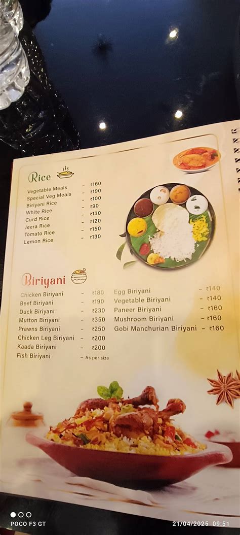 Menu at Thripthi Family Restaurant, Mala