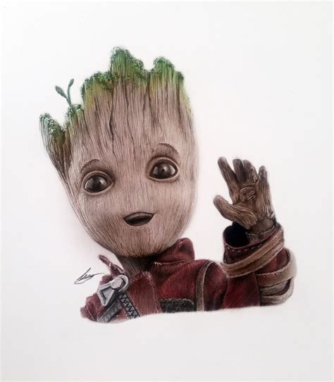 Baby Groot Guardians of the Galaxy Pencil Drawing | Baby groot drawing ...
