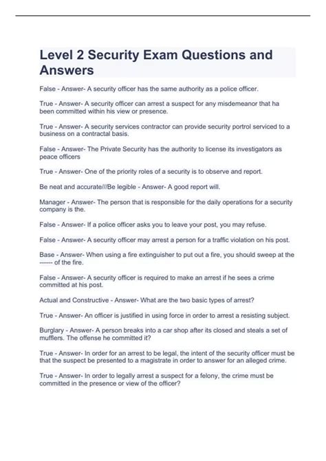 Level 2 Security Exam Questions and Answers - Level 2 Security - Stuvia US