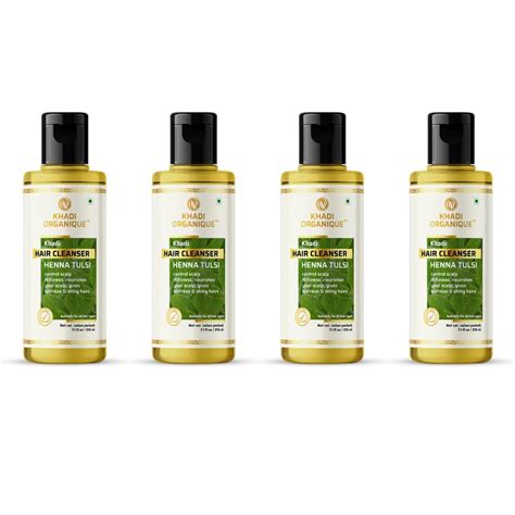 Buy Khadi Organique Henna Tulsi Hair Cleanser (Shampoo) Pack Of 4 ...