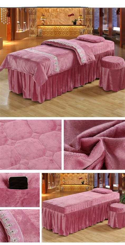 A新款美容床按摩床天丝棉床罩洗头床用四件套床品套件-阿里巴巴