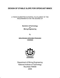 Design of Stable Slope for Opencast Mines - ethesis