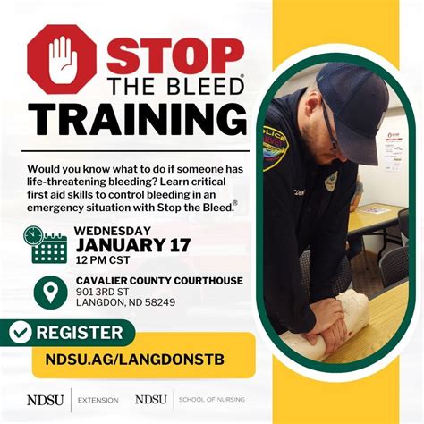 Stop the Bleed Training, NDSU Extension - Cavalier County, January 17 ...
