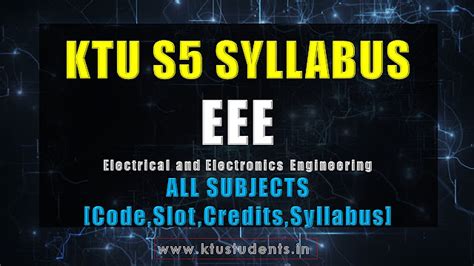 S5 Syllabus Electrical and Electronics Engineering [EEE S5] | KTU ...