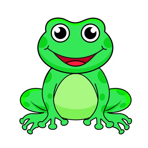 bright vector illustration of a frog, cute frog sitting, hand drawing ...