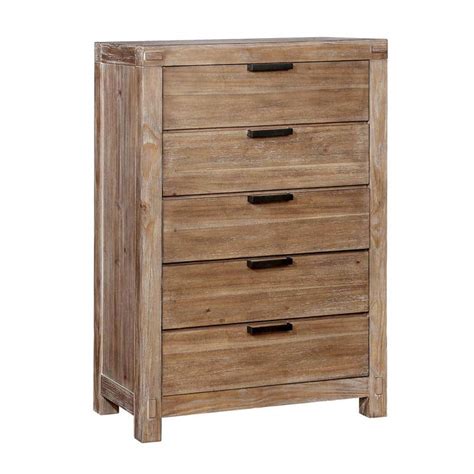 William's Home Furnishing Mcallen 5-Drawers Weathered Light Oak Chest ...