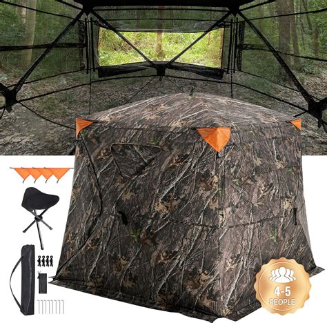 VEVOR Hunting Blind, 270° See Through Ground Blind, 4-5 Person Pop Up ...