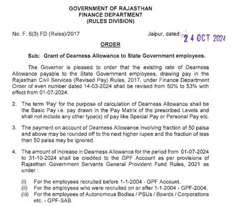 Rajasthan Government Increases Dearness Allowance to 53% for State ...