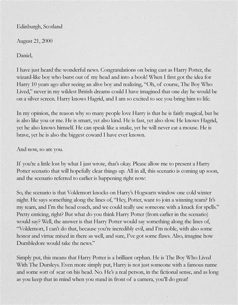 Amazing: This Is The Letter J.K. Rowling Sent Daniel Radcliffe After He ...