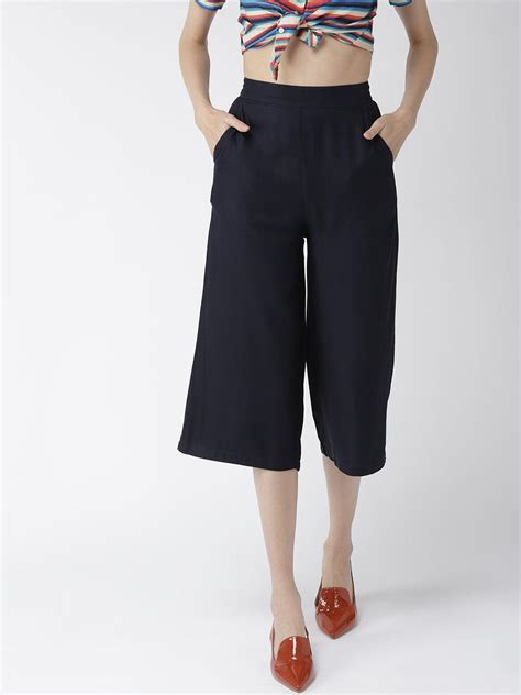 Style Quotientwomen Navy Blue Original Loose Fit Solid Culottes ...