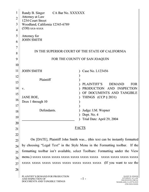 California Pleading Template
