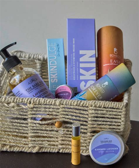 A skincare hamper with different eco-friendly products