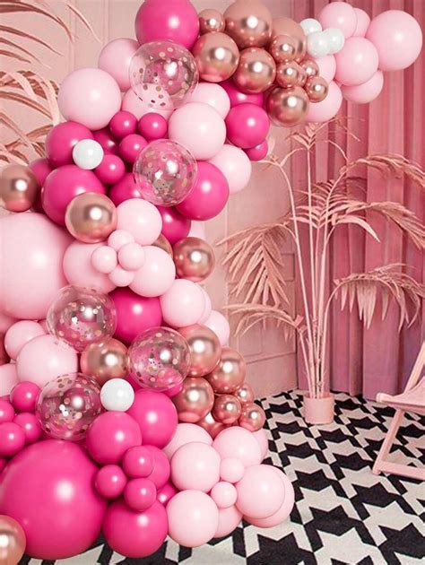 109pcs Pink & Rose Gold Balloon Arch Garland Kit With Confetti Latex ...
