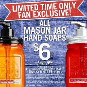 Bath & Body Works Coupon: Mason Jar Hand Soaps, $6, 8/14 Only ...