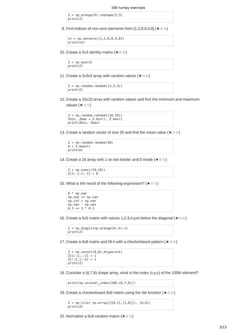 Image result for Numpy Exercises with Python