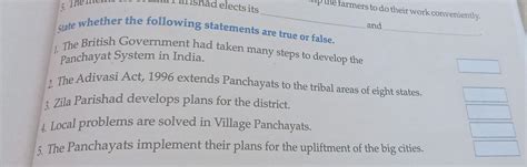 sst chapter panchayati Raj - Brainly.in