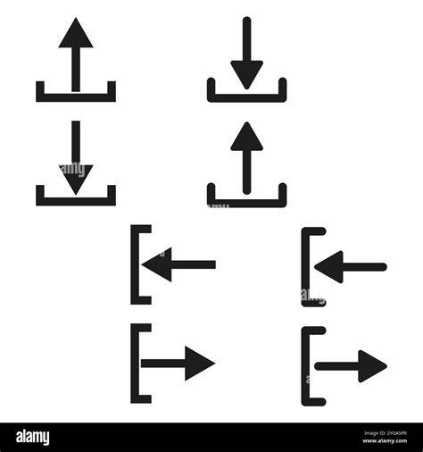 Arrow icon set. Vertical and horizontal arrows. Geometric vector shapes ...