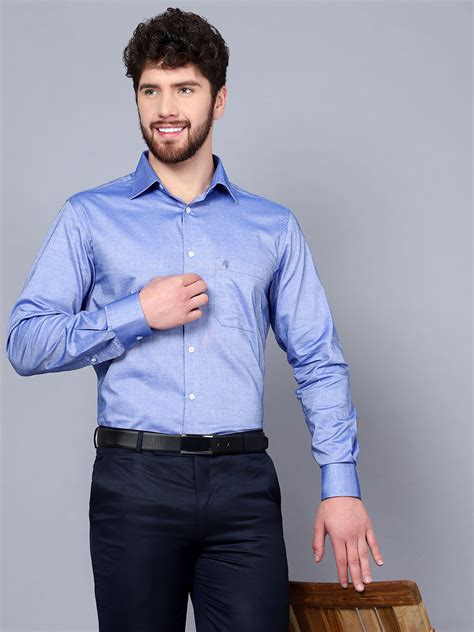 Men's Blue Formal Plain Full Sleeve Shirt – Cantabil