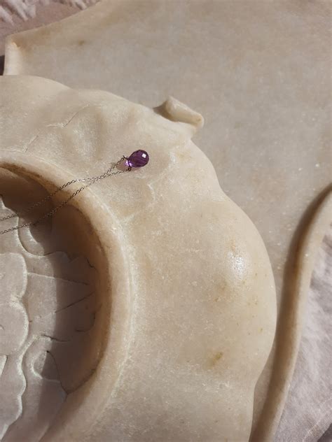 Natural Amethyst Teardrop pendant Silver Chain Jewelry for women – Kiri ...