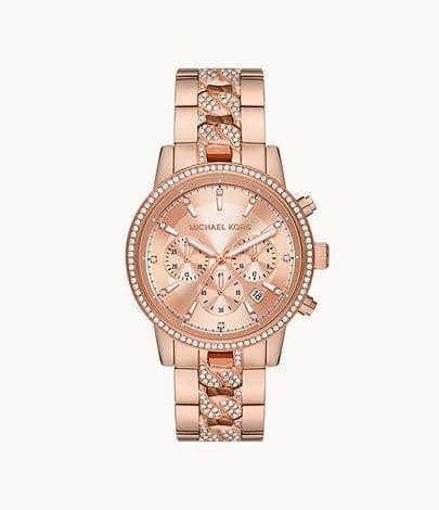 Michael Kors Ritz Chronograph Rose Gold-Tone Stainless Steel Watch MK7